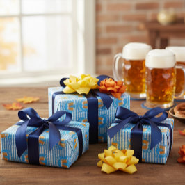 Oktoberfest Wrapping Paper with Beer Glasses Geschenkpapier