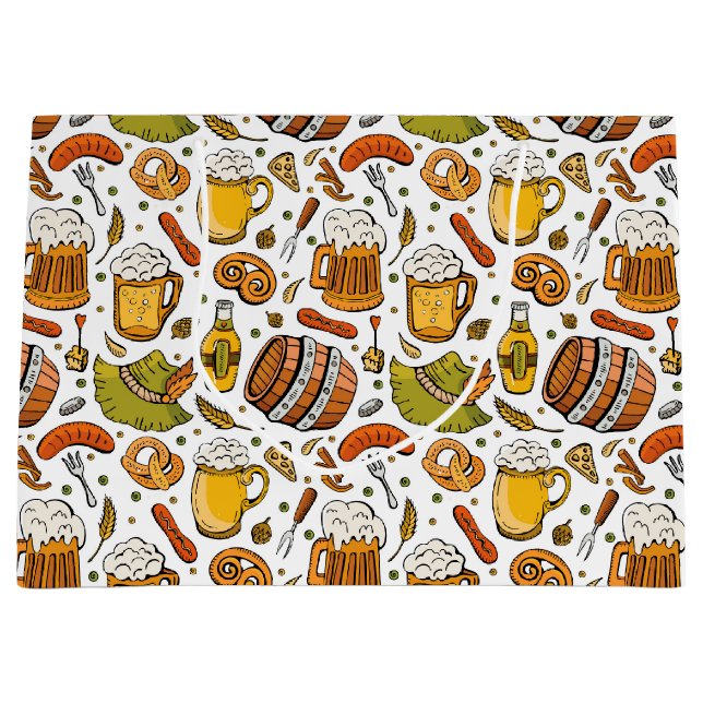 Oktoberfestbiere und Würstchen Große Geschenktüte (Vorderseite)