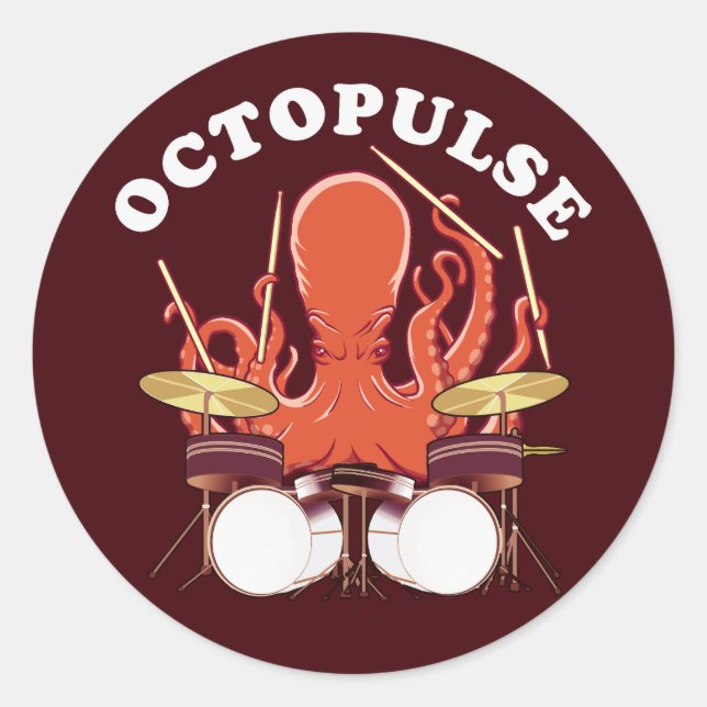 Oktopulose | Octopus Drummer Runder Aufkleber (Vorderseite)
