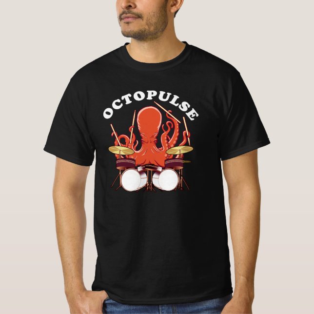 Oktopulose | Octopus Drummer T-Shirt (Vorderseite)