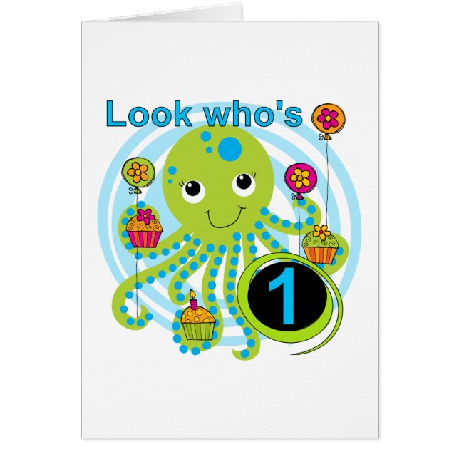 Oktopus 1. Geburtstag T - Shirt und Geschenke (Vorne)