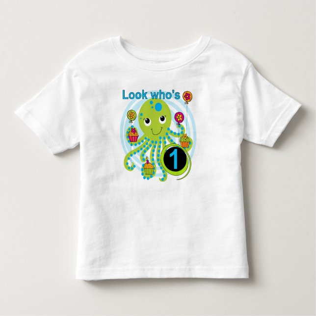 Oktopus 1. Geburtstag T - Shirt und Geschenke (Vorderseite)