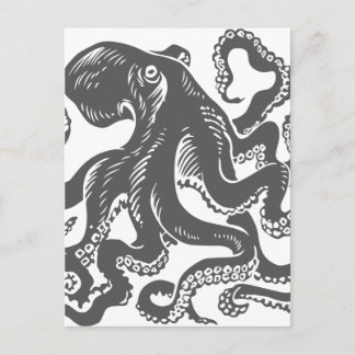 Oktopus 1 schwarz postkarte