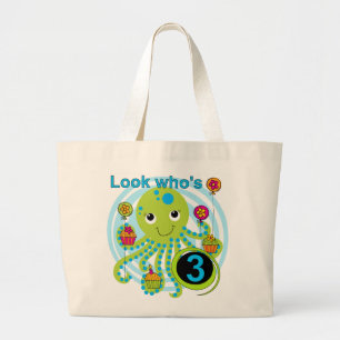 Oktopus 3. Geburtstag T - Shirt und Geschenke Jumbo Stoffbeutel
