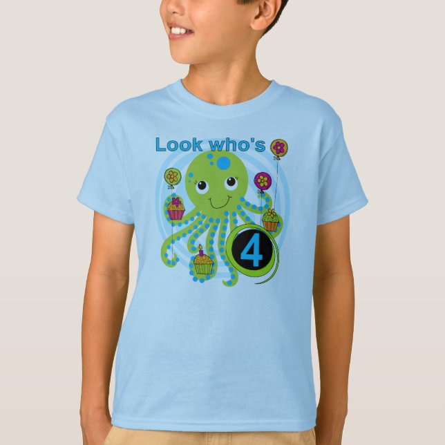 Oktopus 4. Geburtstag T Shirts und Geschenke (Vorderseite)