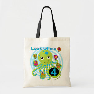 Oktopus 4. Geburtstag T Shirts und Geschenke Tragetasche