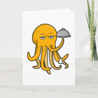 Oktopus als Kellner mit Handtuchserie