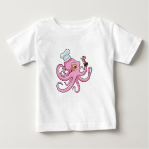 Oktopus als Koch mit Holzlöffel Baby T-shirt