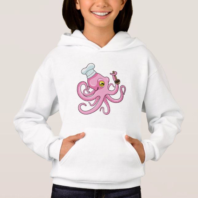 Oktopus als Koch mit Holzlöffel Hoodie (Vorderseite)