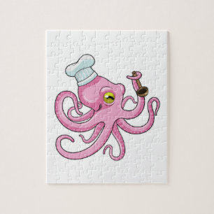 Oktopus als Koch mit Holzlöffel Puzzle