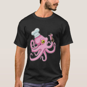 Oktopus als Koch mit Holzlöffel T-Shirt