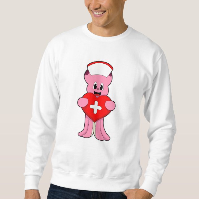 Oktopus als Krankenschwester mit Herz Sweatshirt (Vorderseite)