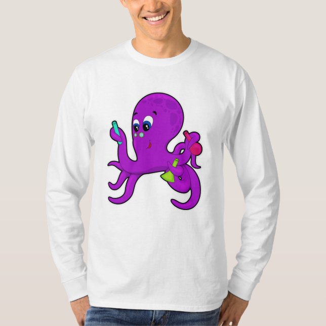 Oktopus als Lehrer mit Laborausrüstung T-Shirt (Vorderseite)