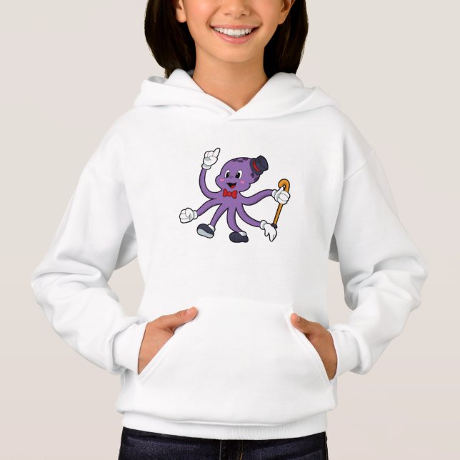 Oktopus als Magier mit Hut Hoodie (Vorderseite)