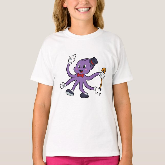 Oktopus als Magier mit Hut T-Shirt (Vorderseite)