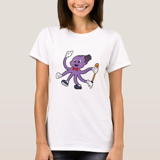 Oktopus als Magier mit Hut T-Shirt (Vorderseite)