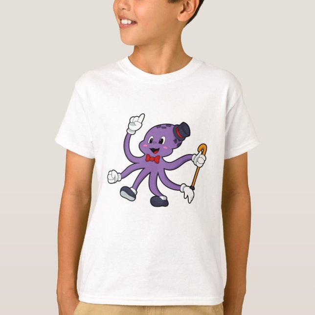 Oktopus als Magier mit Hut T-Shirt (Vorderseite)