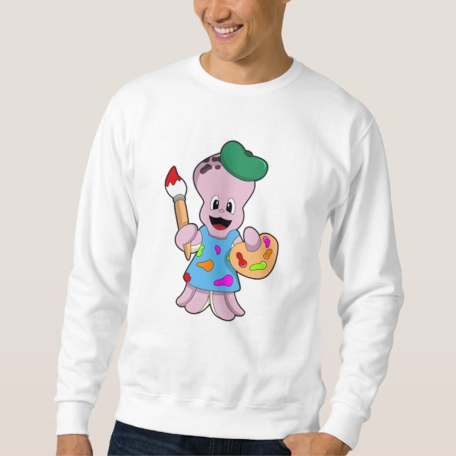 Oktopus als Maler mit Pinsel Sweatshirt (Vorderseite)