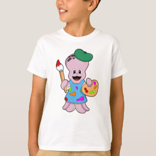 Oktopus als Maler mit Pinsel T-Shirt