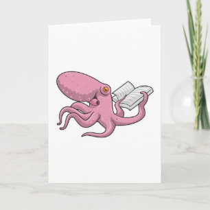 Oktopus als Nerd mit Buch Karte