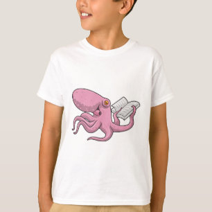 Oktopus als Nerd mit Buch T-Shirt