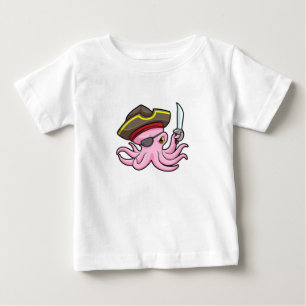 Oktopus als Piraten mit Säbel- und Augenpflaster Baby T-shirt