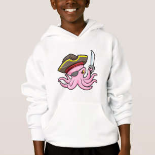 Oktopus als Piraten mit Säbel- und Augenpflaster Hoodie