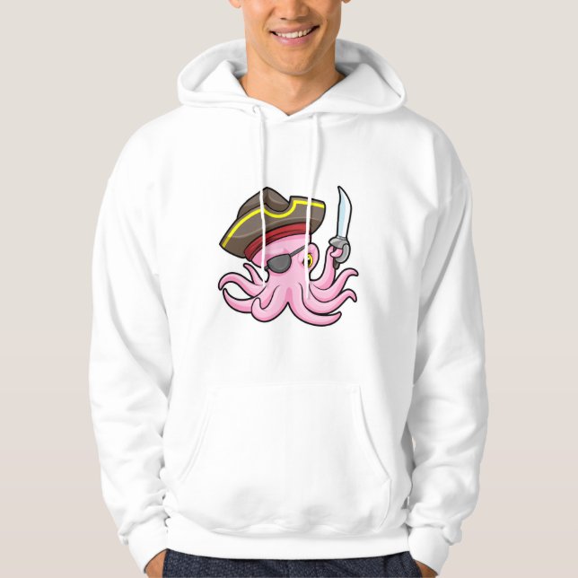 Oktopus als Piraten mit Säbel- und Augenpflaster Hoodie (Vorderseite)