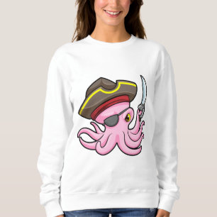 Oktopus als Piraten mit Säbel- und Augenpflaster Sweatshirt