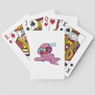 Oktopus als Taucher mit Schnorchel Spielkarten