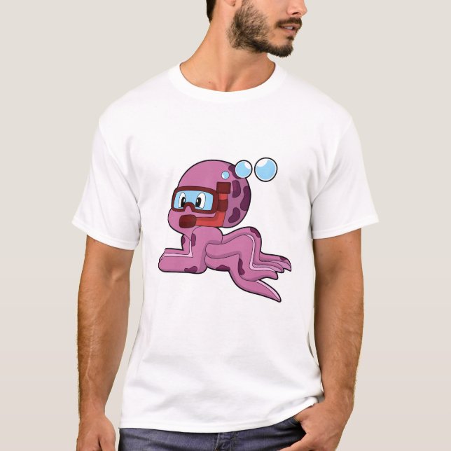 Oktopus als Taucher mit Schnorchel T-Shirt (Vorderseite)