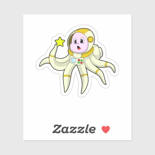 Oktopus als Taucher mit Star Aufkleber (Blatt)