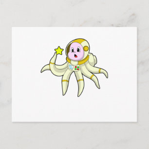 Oktopus als Taucher mit Star Postkarte