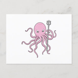 Oktopus als Zauberer mit Trident Postkarte