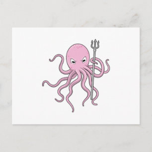Oktopus als Zauberer mit Trident Postkarte