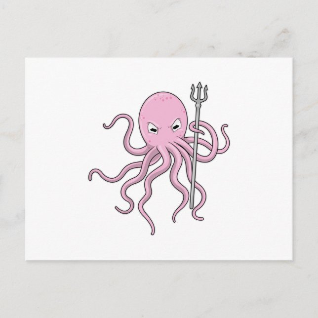 Oktopus als Zauberer mit Trident Postkarte (Vorderseite)