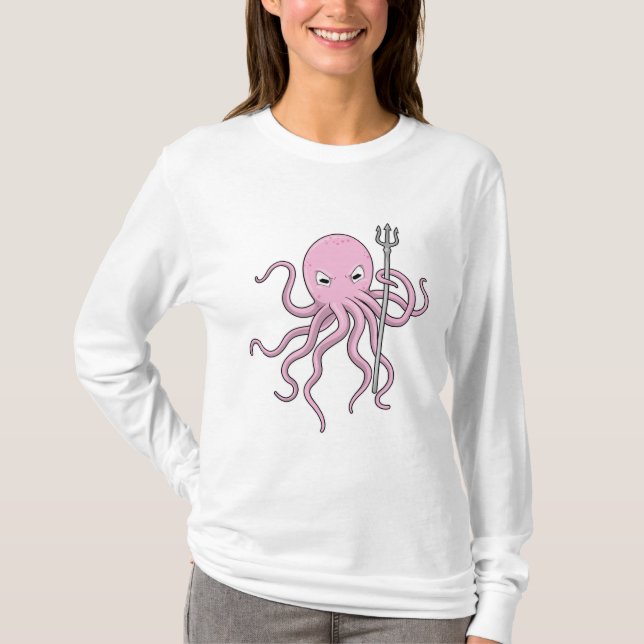 Oktopus als Zauberer mit Trident T-Shirt (Vorderseite)