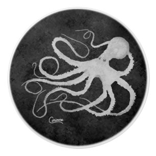 Oktopus auf dunkelgrau R - Knochen Keramikknauf