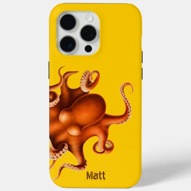 Oktopus auf Gelb Case-Mate iPhone Hülle (Rückseite)