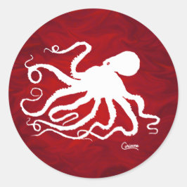 Oktopus auf Rot - Aufkleber für Umschlag
