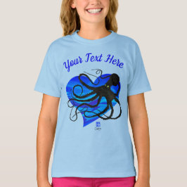 Oktopus auf zwei Tonen Blau - einfaches langes T-S T-Shirt