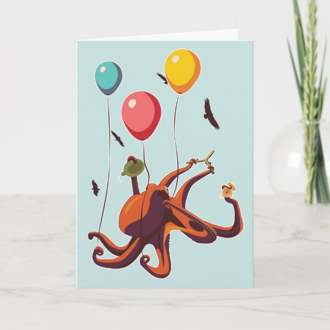Oktopus-Ballon-Abenteuer Karte (Vorderseite)