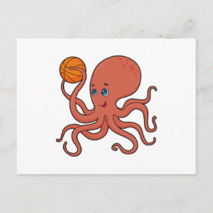Oktopus Basketballspieler Basketball Postkarte