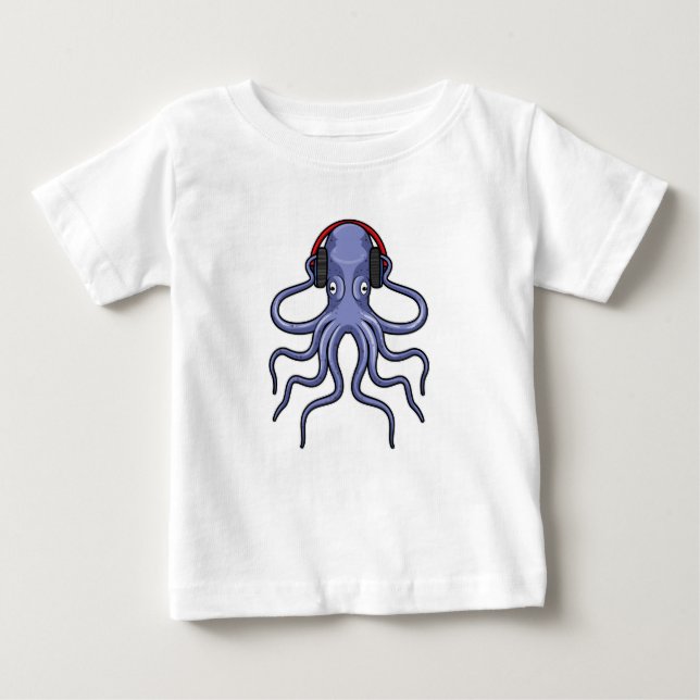 Oktopus bei Musik mit Kopfhörer Baby T-shirt (Vorderseite)