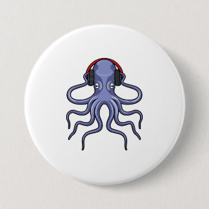 Oktopus bei Musik mit Kopfhörer Button