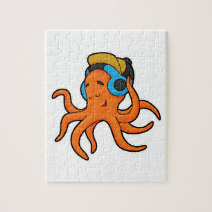 Oktopus bei Musik mit Kopfhörer Puzzle