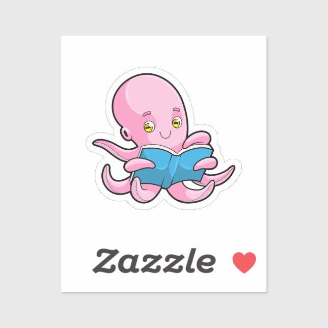 Oktopus beim Lesen eines Buches Aufkleber (Blatt)