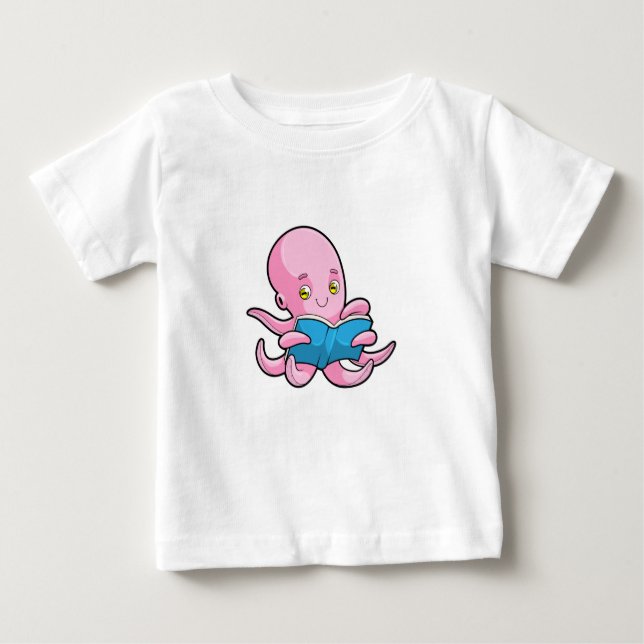 Oktopus beim Lesen eines Buches Baby T-shirt (Vorderseite)