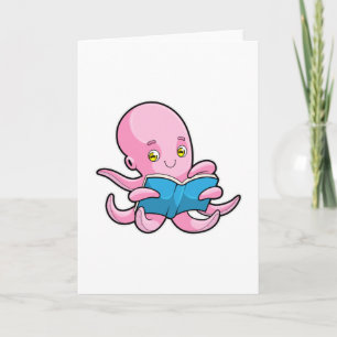 Oktopus beim Lesen eines Buches Karte