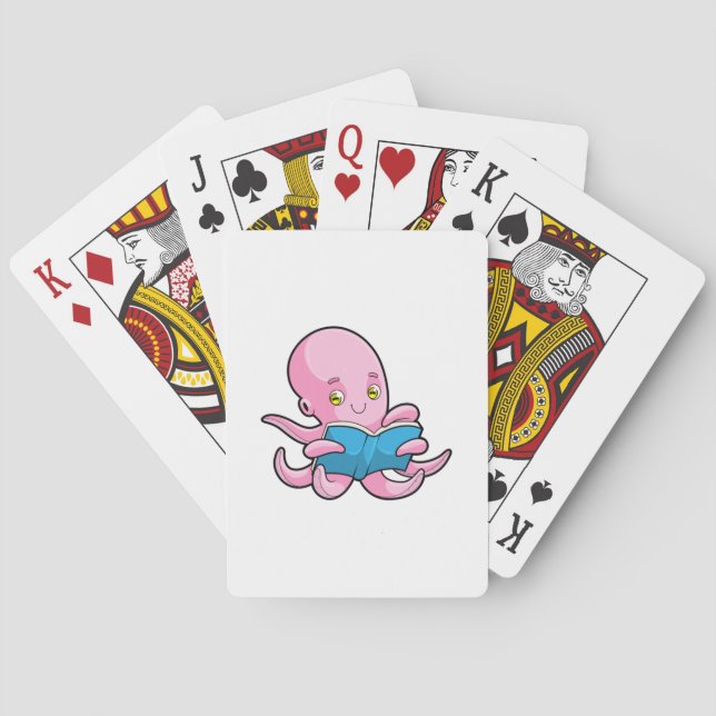 Oktopus beim Lesen eines Buches Spielkarten (Rückseite)